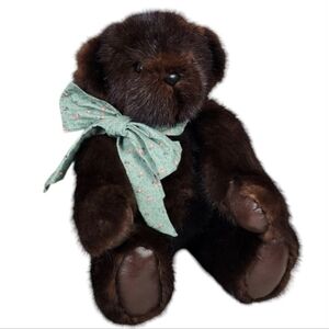 Vintage Handcrafted Genuine  Mink Fur Teddy Bear Jointed 19" Tall